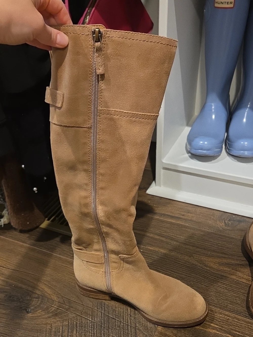 Franco Sarto Tall Kneehigh Suede Riding Boots Sandstone Sz 5.5